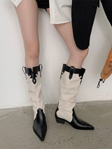 Pointed Toe Chunky Pleated Cowboy Knight Boot