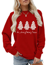 Christmas Tree Print Crew Neck Hoodies