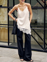 V-Neck Lace Trim Camisole Top