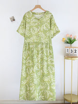 Leaf Print Short Sleeve Nightdress