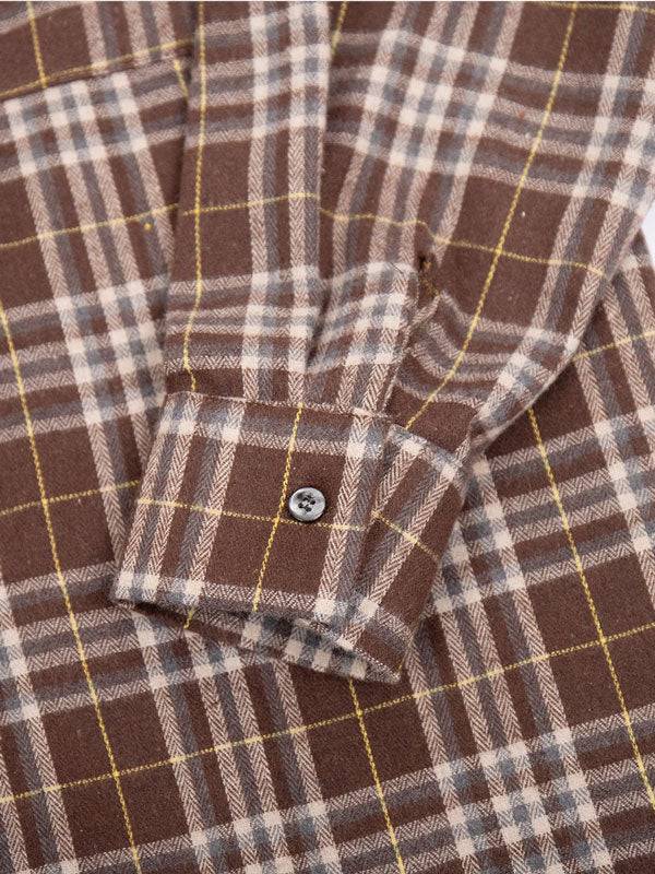 Vintage Long Sleeve Pockets Plaid Striped Shirt