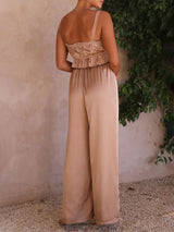 Spaghetti Strap Crop Top Long Pants Set