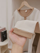 Thermal Velvet Striped Long Sleeve Pajama Set