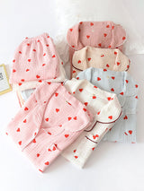 Hearts Printed Cotton Pajama Set