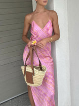 Spaghetti Strap V Neck Print Maxi Dress