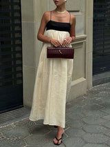 Bicolor Loose Backless Camisole Maxi Dress