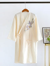 Embroidered Floral Robe