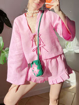 Lace-up Long Sleeve Shirt & Shorts Set