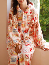 Cartoon Printed Thick Flannel Robe