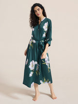 Kafiloe Floral Printed Long Kimono Robe