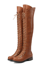 Cross-tied Round Toe Boots
