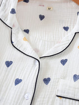 Colorful Heart Print Cotton Pajama Set