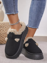 Platform Suede Buckle Furry Slippers