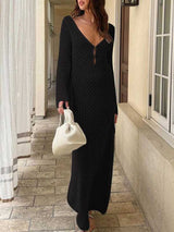 Cover Up Long Sleeve Open Back Maxi Dress