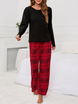 Plaid Print Pocket Casual Lounge Set