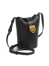 Black Leather Bucket Shoulder Bag