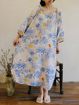 Vintage Floral Printed Long Nightgown