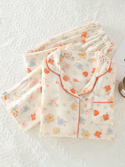 Cotton Floral Print Long Sleeve Pajama Set