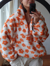 Plush Fleece Floral Sweatshirt