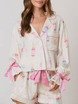 Kafiloe Pink Champagne Christmas Pajama Set