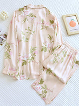 Printed Lapel Long Sleeve Pajama Set