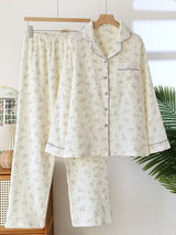 Small Purple Flowers Cotton Pajama Set