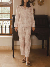 Lapel Cotton Printed Pajama Set