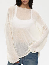 Sheer Mesh Long Sleeve Knit Tops