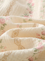 Lace Trim Floral Short Sleeve Pajamas