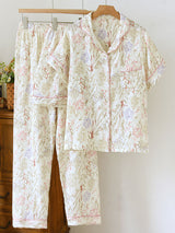 Floral Cotton Three Pieces Pajama Set