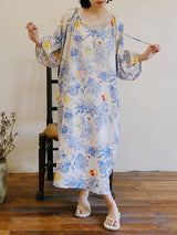 Vintage Floral Printed Long Nightgown