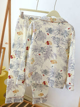 Vintage Print Cotton Pajama Set