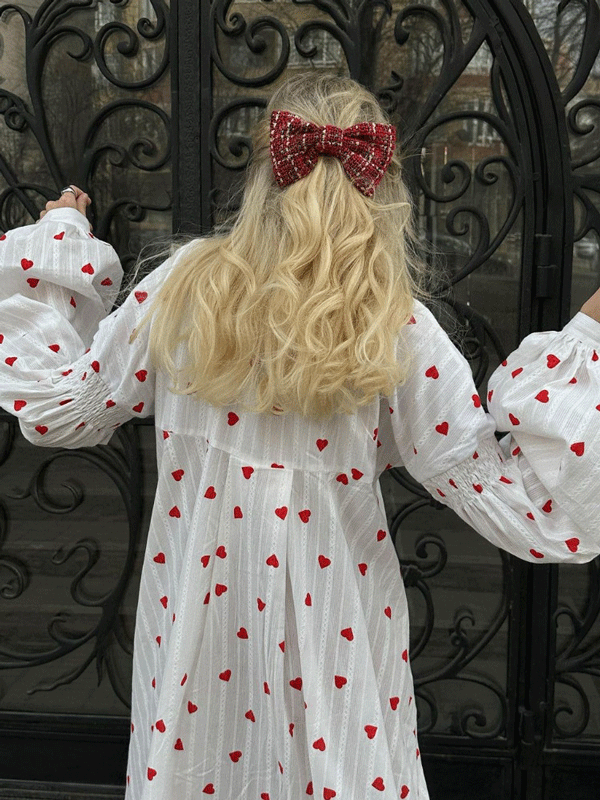 Lantern Sleeve Heart Print Floral Maxi Dress