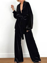 Velvet Long Sleeve Two Piece Set