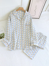 Long Sleeve Teddy Bear Printed Striped Pajamas