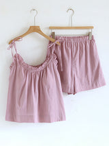 Solid Color Cami Shorts Pajama Set