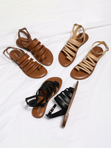 Open Toe Solid Color Flat Sandals