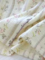 Flowers Striped Cotton Pajama Set