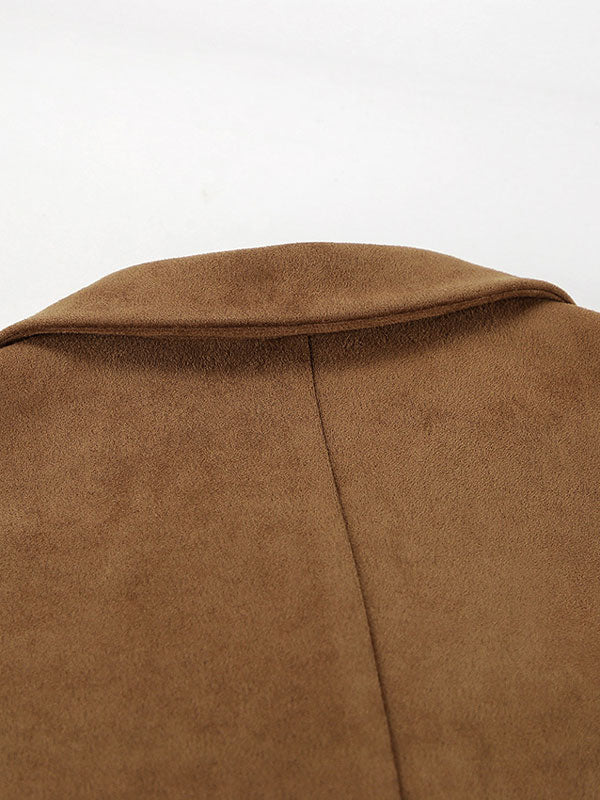 Vintage Solid Color Pockets Brown Jacket