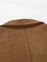 Vintage Solid Color Pockets Brown Jacket