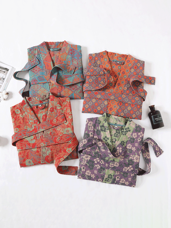 Vintage Cotton Floral Print Robe