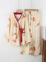 Persimmon Print Cotton Pajama Set