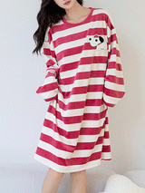 Striped Puppy Patchwork Plush Nightgown