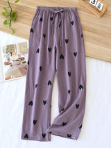 Black Heart Cotton Pajama Pants