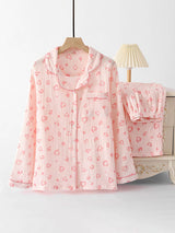 Pink Heart Long Sleeve Cotton Pajamas