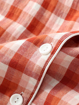 Kafiloe Plaid Long Sleeve Cotton Pajamas