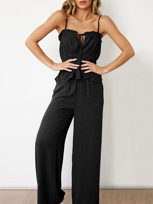 Pleated Cami Top & Long Pants Set