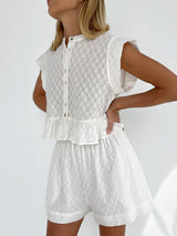 Jacquard Short Sleeve Shirt & Shorts Two Piece Set