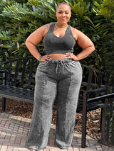 Sleeveless Cropped Top & Long Pants