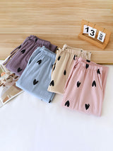 Black Heart Cotton Pajama Pants
